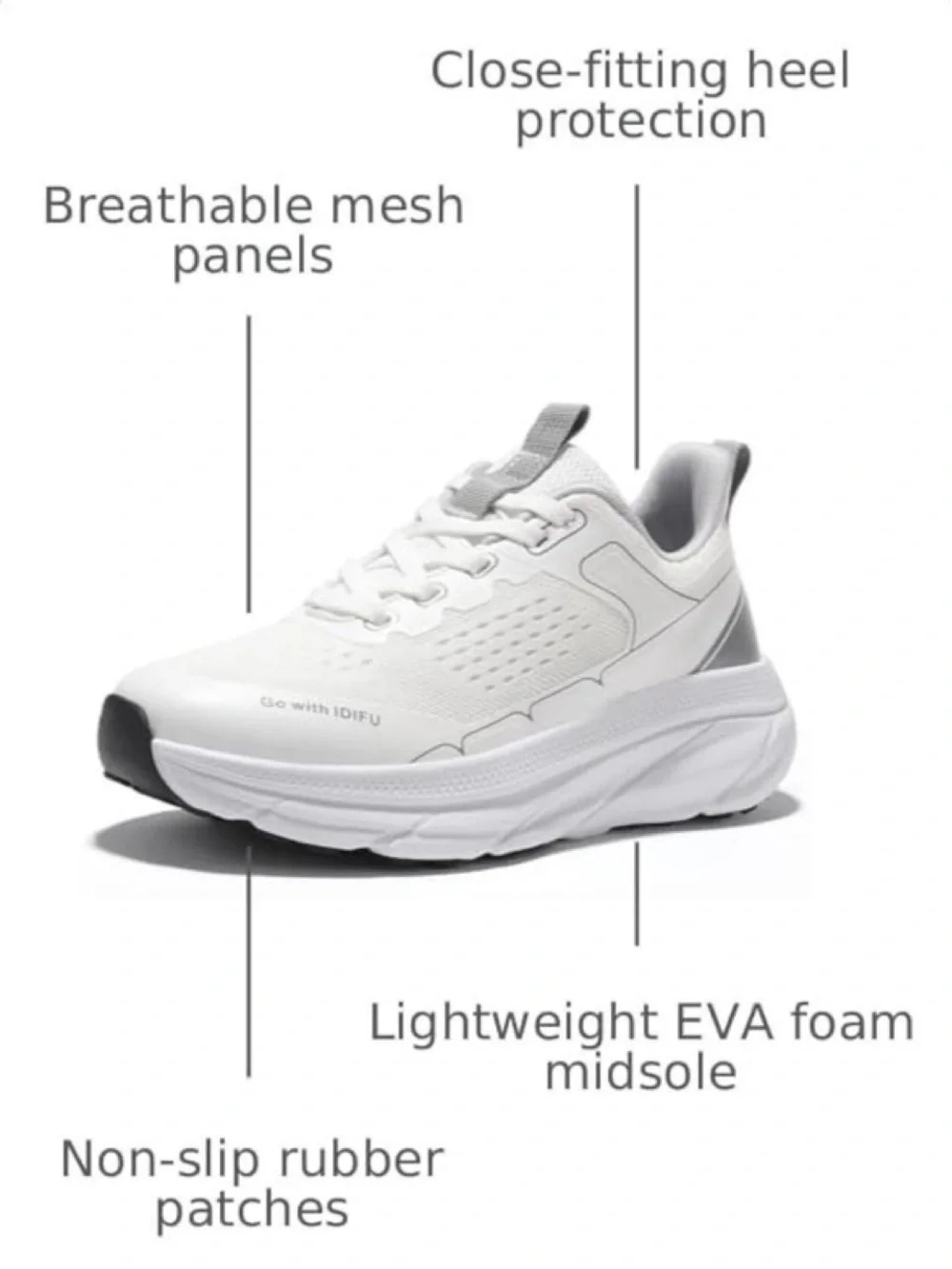White Athletic Trainer Sneakers with Grey Accents